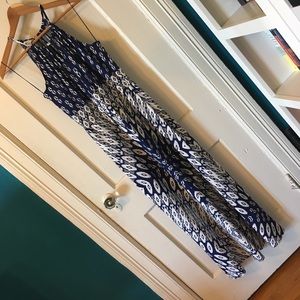 Blue & White Halter-Style Maxi Dress